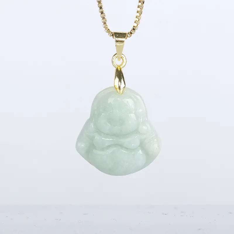 Myanmar Natural Jade Buddha Pendant 14K Gold Necklace Set — feature 7