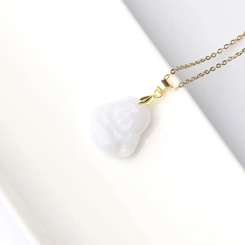 Myanmar Natural Jade Buddha Pendant 14K Gold Necklace Set — feature 8