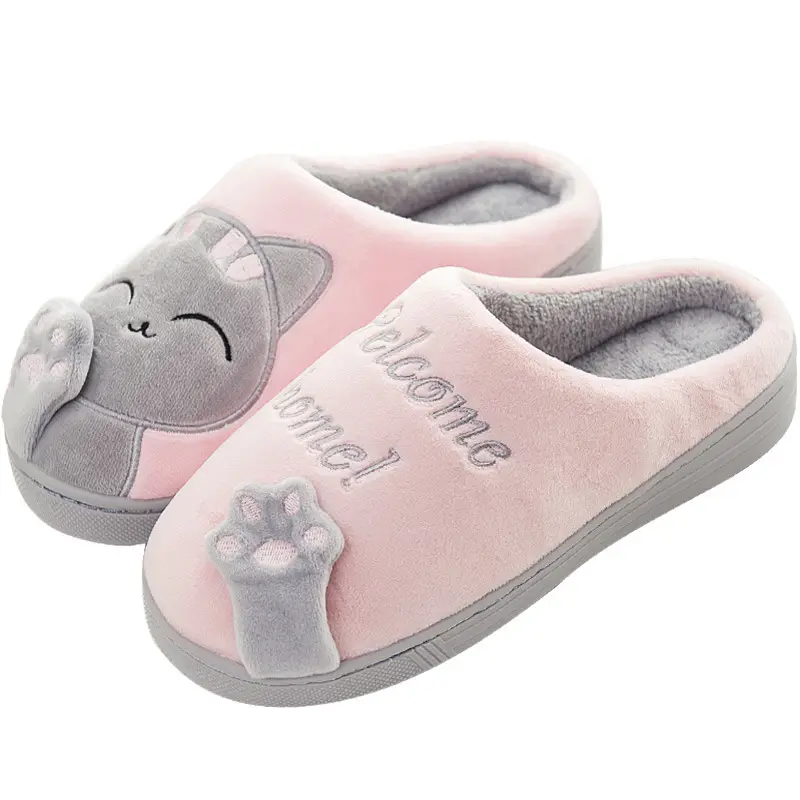 Foreign trade cross-border explosions lucky cat cotton slippers men and women home fleece-lined warm cartoon cat cotton slippers women