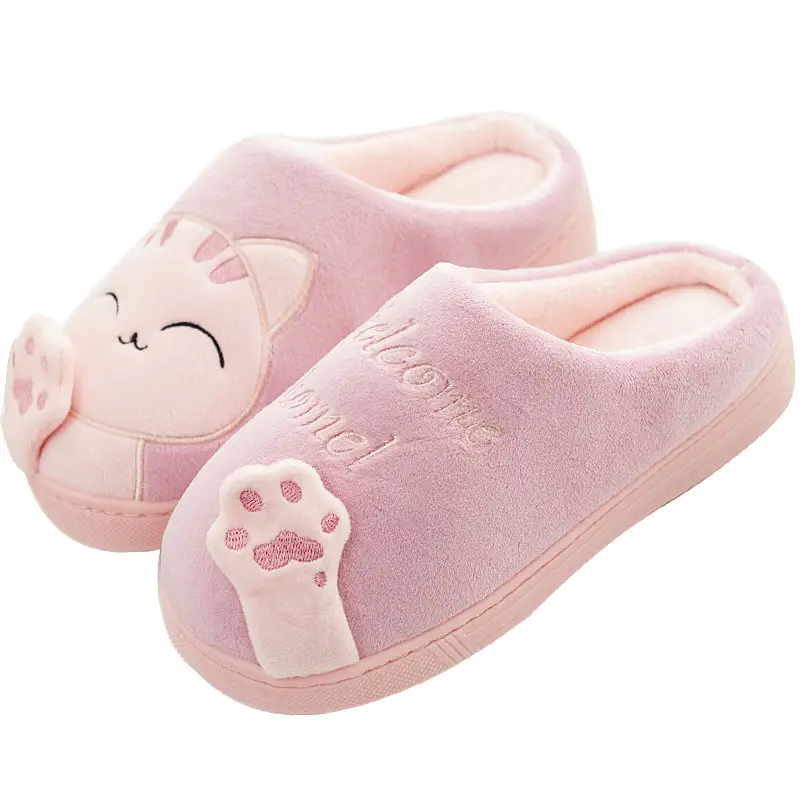 Foreign trade cross-border explosions lucky cat cotton slippers men and women home fleece-lined warm cartoon cat cotton slippers women