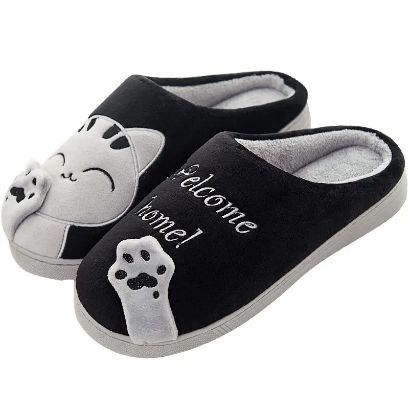 Foreign trade cross-border explosions lucky cat cotton slippers men and women home fleece-lined warm cartoon cat cotton slippers women
