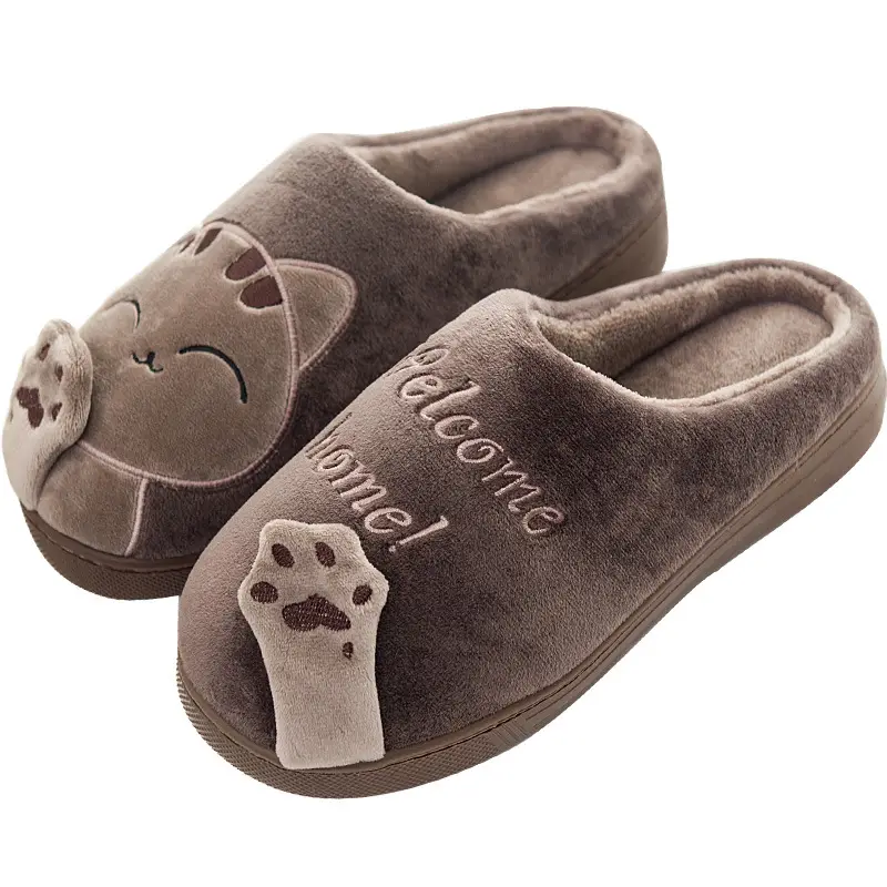 Foreign trade cross-border explosions lucky cat cotton slippers men and women home fleece-lined warm cartoon cat cotton slippers women