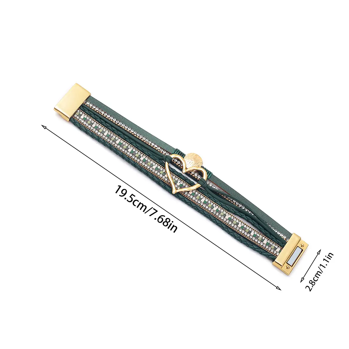 Gold Heart Multi Layer Leather Bracelet for Women — feature 17