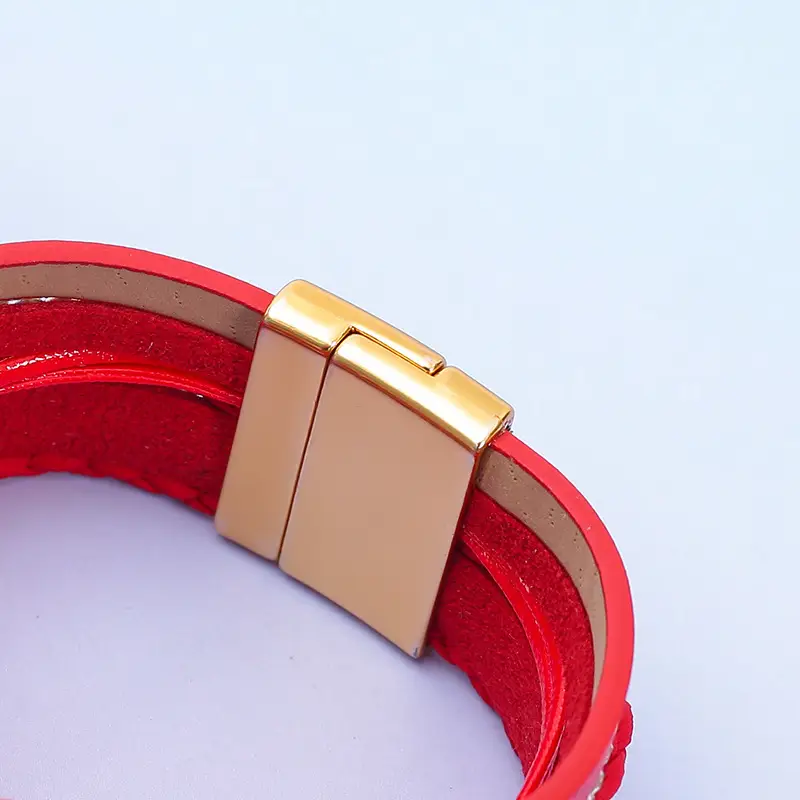 Gold Heart Multi Layer Leather Bracelet for Women — feature 25