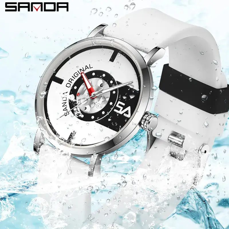 Sanda Silicone Electronic Watch Waterproof Luminous