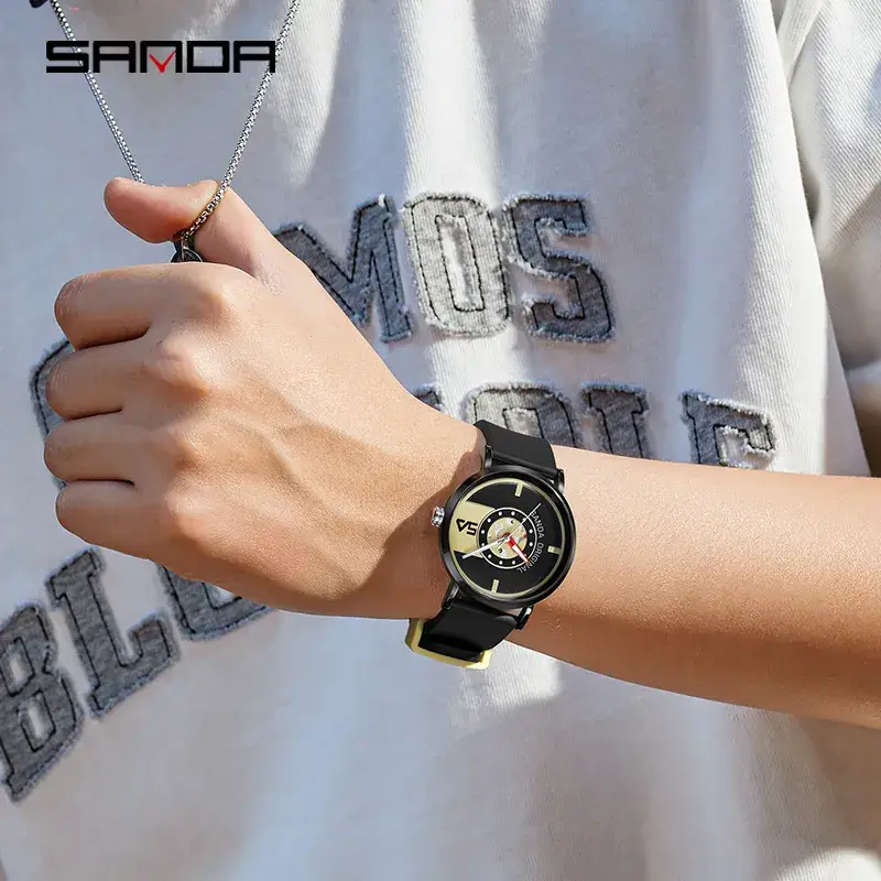 Sanda Silicone Electronic Watch Waterproof Luminous