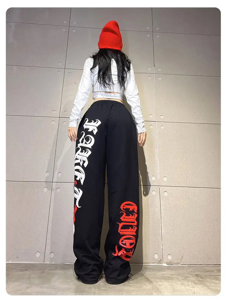 Women's Cross-Border Hip-Hop Sweatpants Black Red White — feature 16