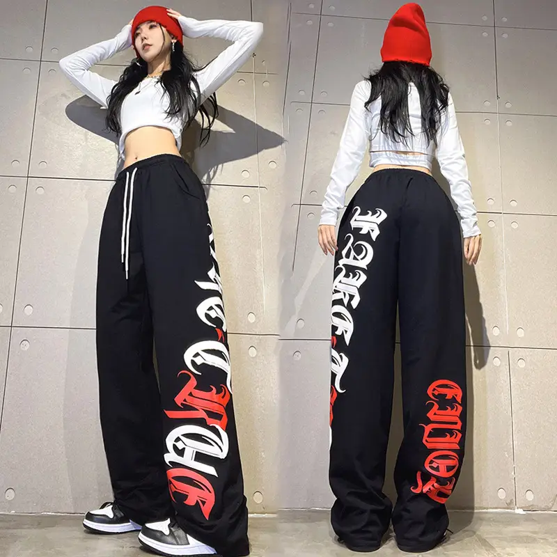 Women's Cross-Border Hip-Hop Sweatpants Black Red White — feature 2