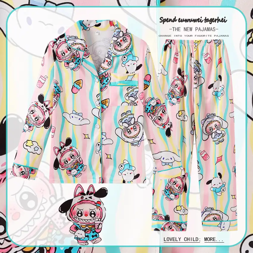 Children's Cartoon Pajamas Pink Long Sleeve Spring Autumn - Image 4