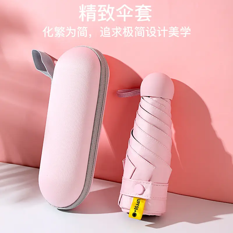 6-Bone Vinyl Parasol, Compact and Portable Flap Pocket Pants Capsule Umbrella - Image 19