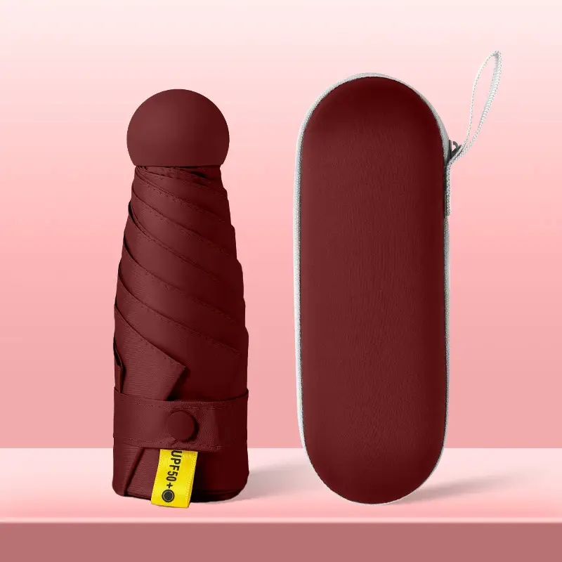 6-Bone Vinyl Parasol, Compact and Portable Flap Pocket Pants Capsule Umbrella - Image 3