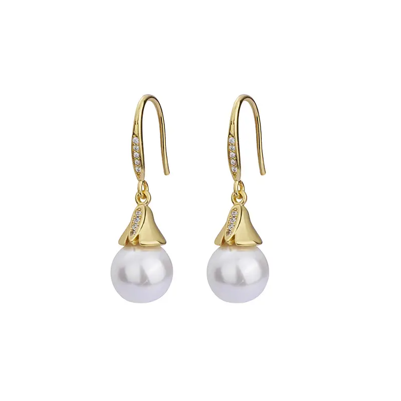 Vintage Pearl Earrings Gold Silver Dangle Hook - Image 5