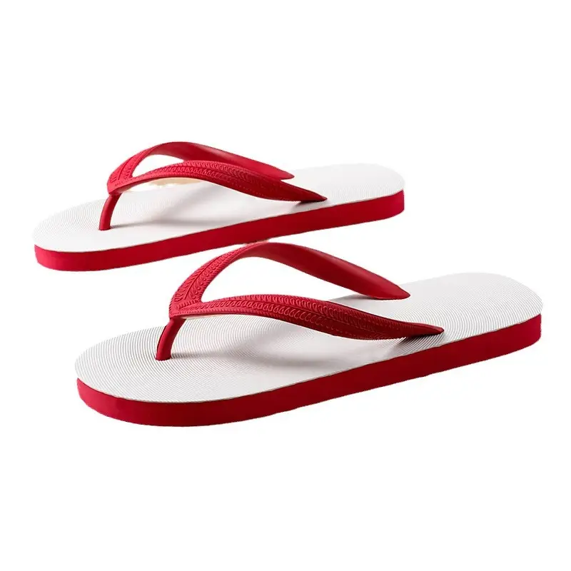 Men's Red Strap Flip Flops Summer Casual Sandals - Image 9