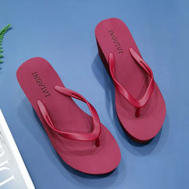 Women's Black High-Heeled Wedge Sandals 7.5cm