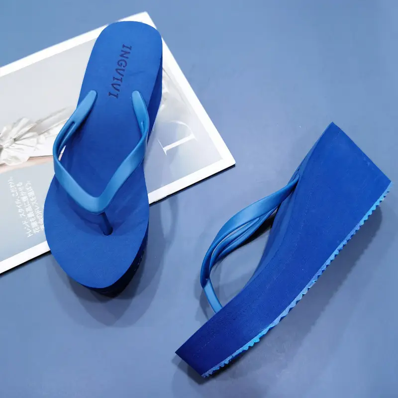 Women's Black High-Heeled Wedge Sandals 7.5cm