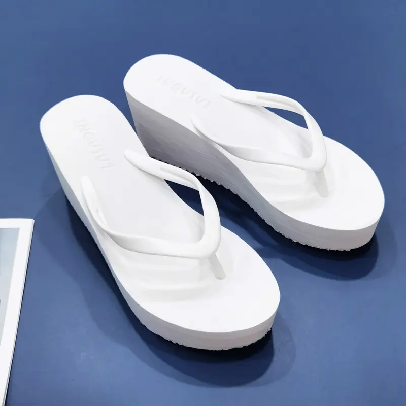 Women's Black High-Heeled Wedge Sandals 7.5cm
