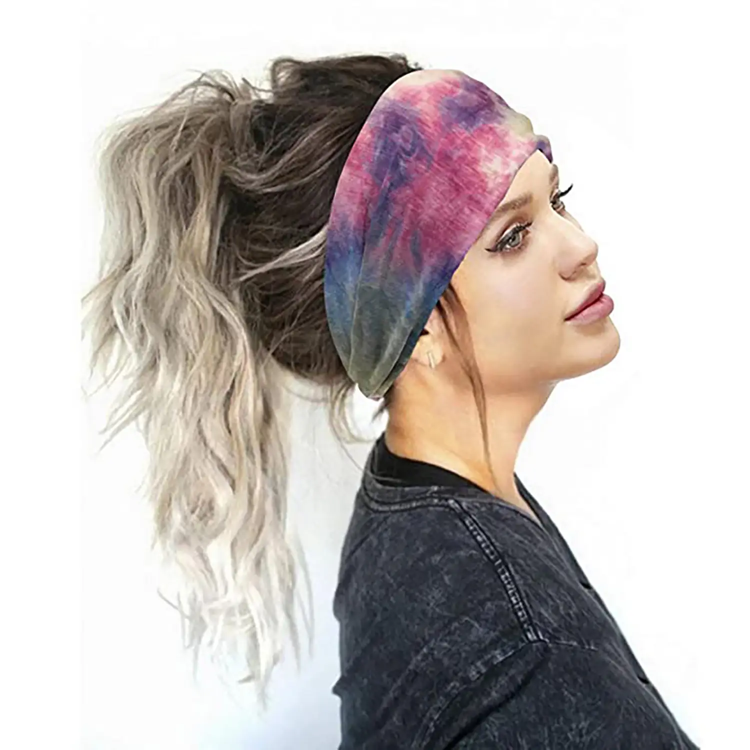 Women's Tie-Dyed Yoga Hair Band European American Elastic Headband - Image 14