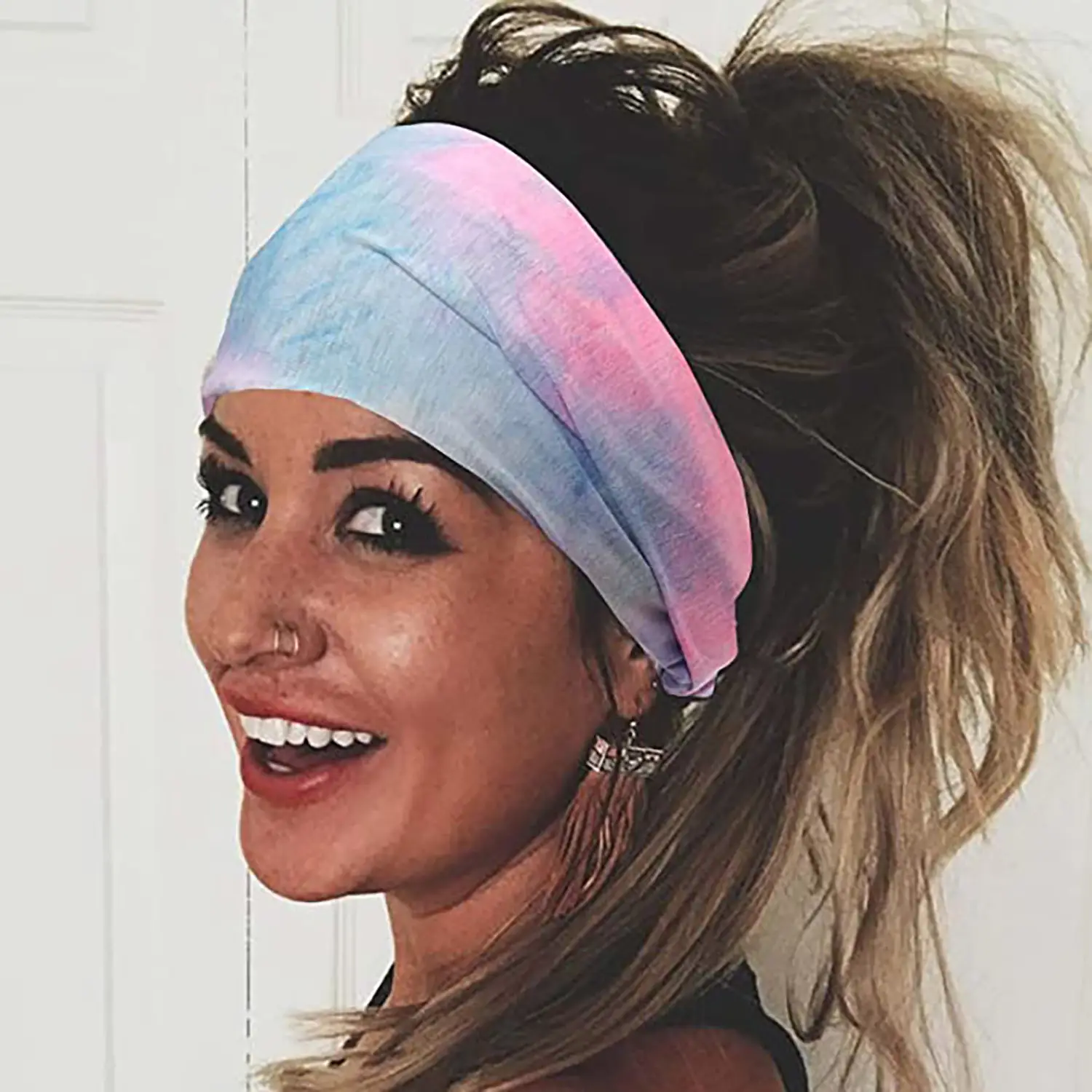 Women's Tie-Dyed Yoga Hair Band European American Elastic Headband - Image 16