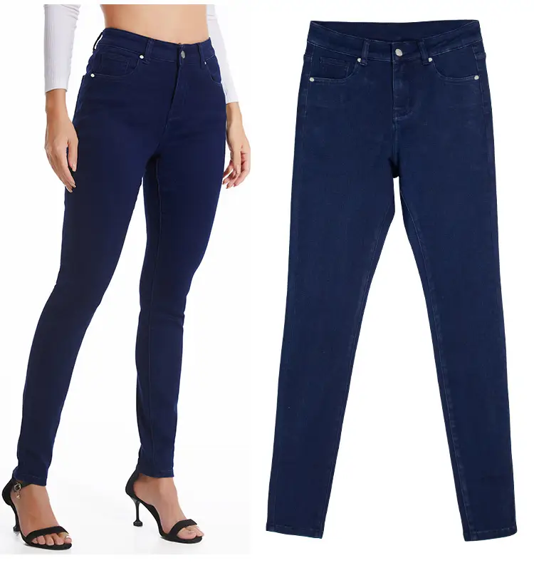 Dark Blue Slim Fit Skinny Jeans Women's Slim Waist Pants — feature 10