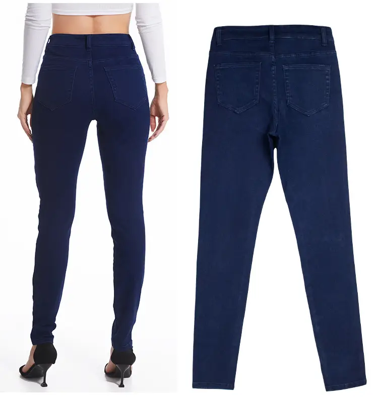 Dark Blue Slim Fit Skinny Jeans Women's Slim Waist Pants — feature 11