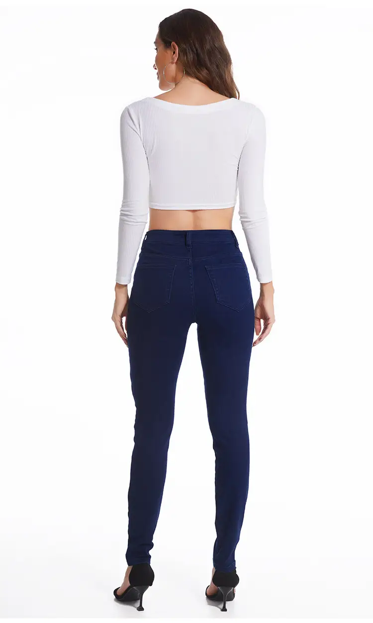 Dark Blue Slim Fit Skinny Jeans Women's Slim Waist Pants — feature 15
