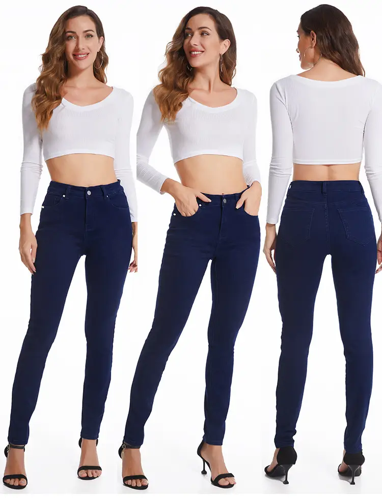 Dark Blue Slim Fit Skinny Jeans Women's Slim Waist Pants — feature 18
