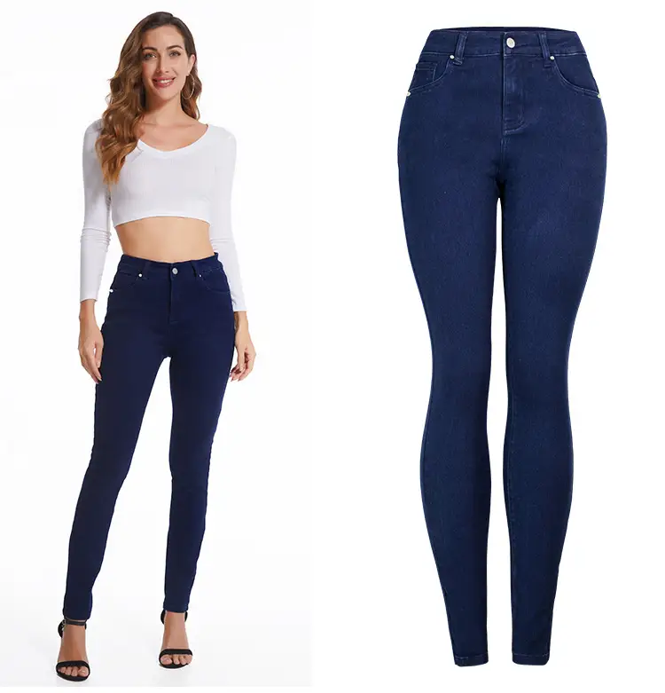 Dark Blue Slim Fit Skinny Jeans Women's Slim Waist Pants — feature 7