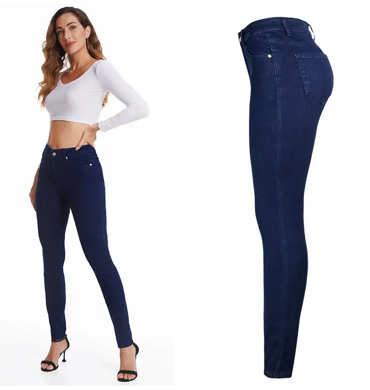 Dark Blue Slim Fit Skinny Jeans Women's Slim Waist Pants — feature 8