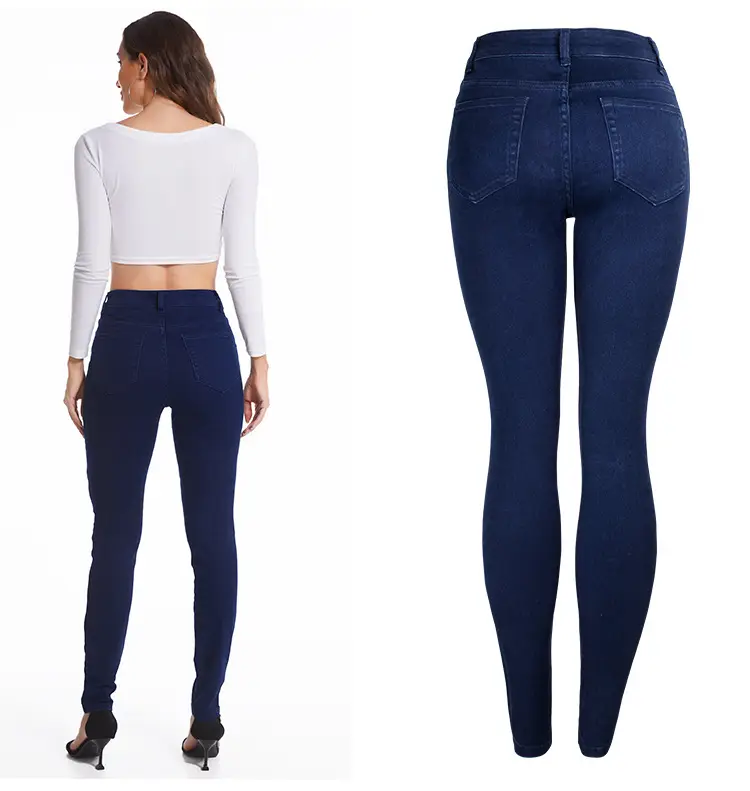 Dark Blue Slim Fit Skinny Jeans Women's Slim Waist Pants — feature 9