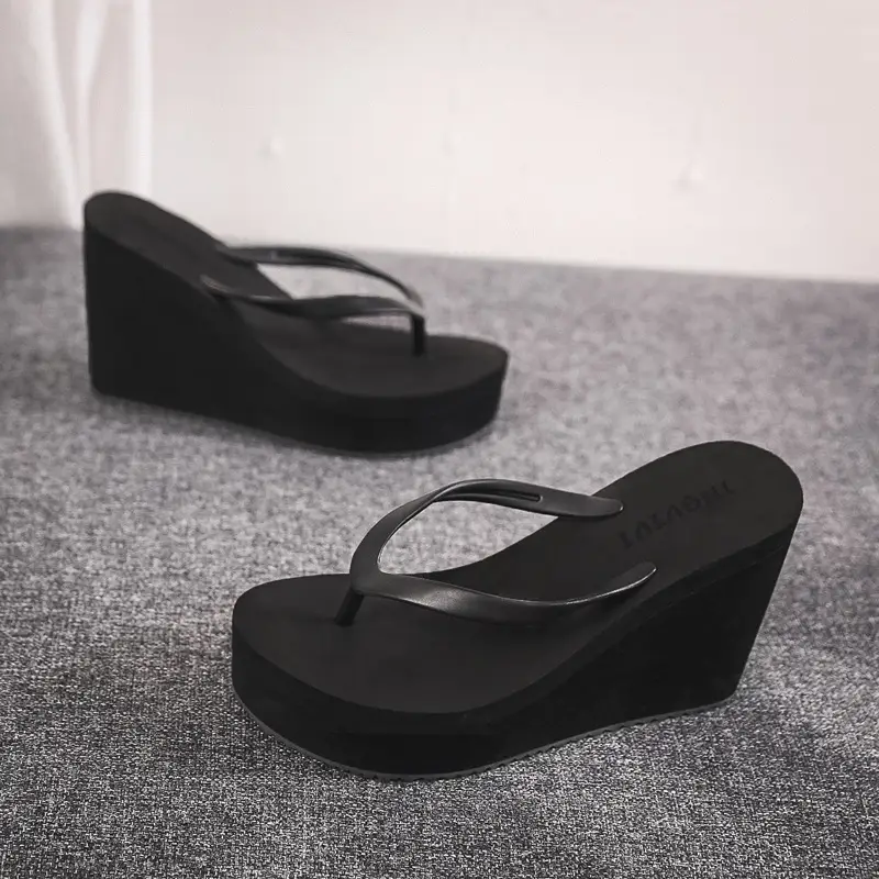 Women Wedge Heel Flip Flops Candy Color
