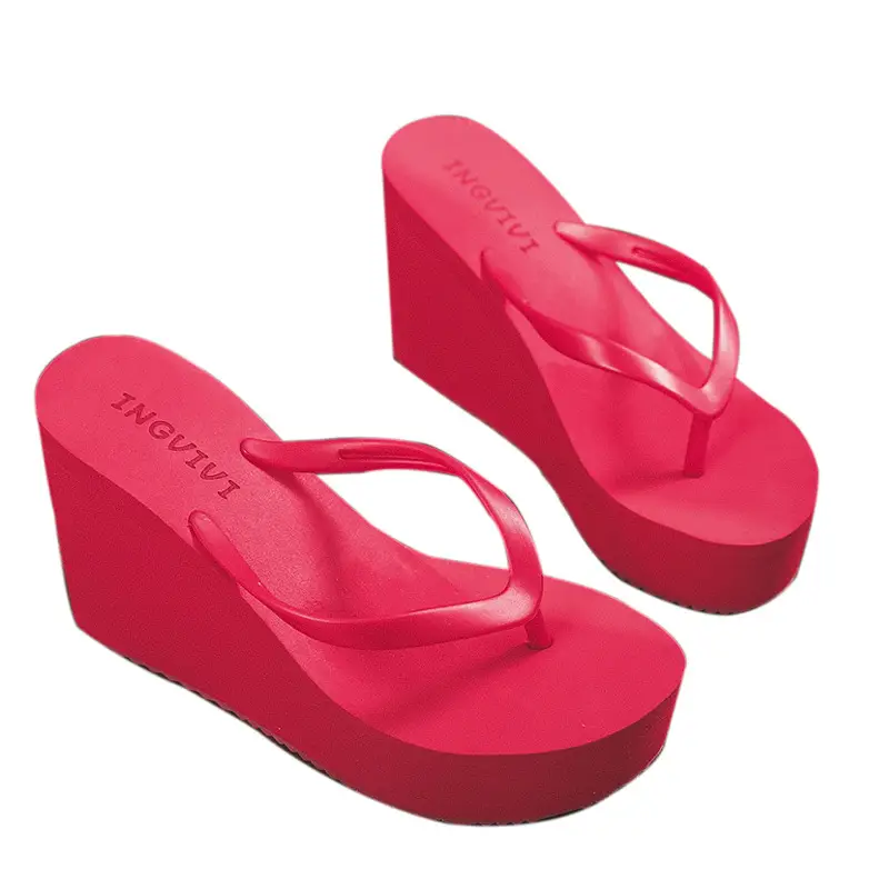 Women Wedge Heel Flip Flops Candy Color