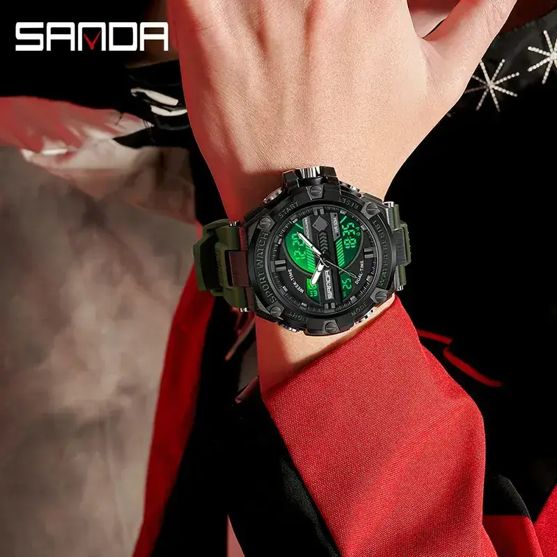 Sanda LED Digital Men's Sport Watch Black Waterproof