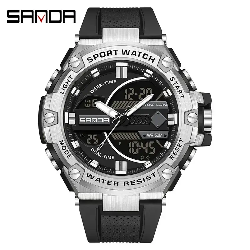 Sanda LED Digital Men's Sport Watch Black Waterproof