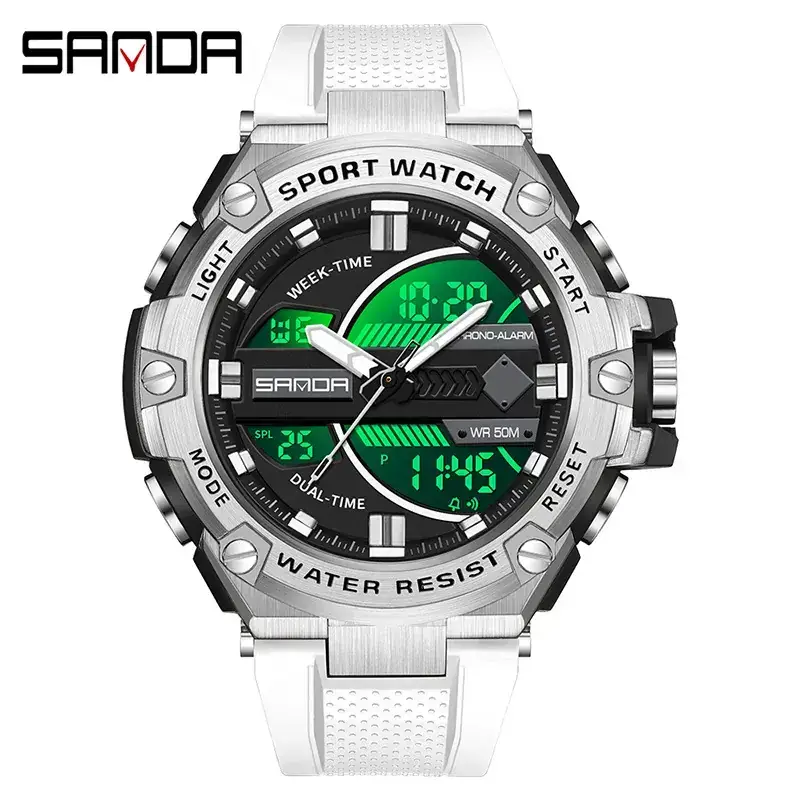 Sanda LED Digital Men's Sport Watch Black Waterproof