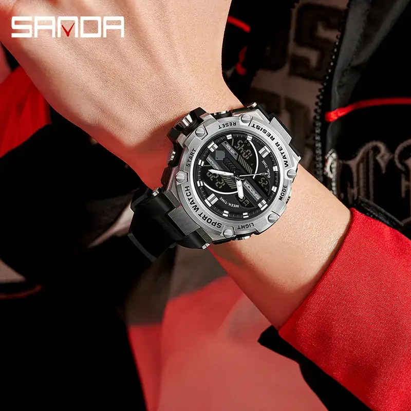 Sanda Sport Watch Dual Display Waterproof Black - Image 11