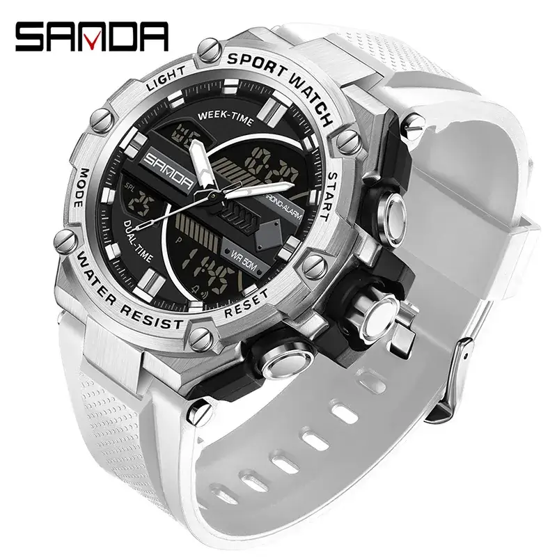 Sanda Sport Watch Dual Display Waterproof Black - Image 13