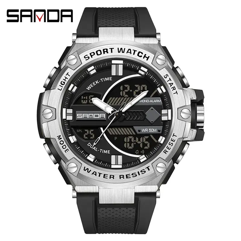 Sanda Sport Watch Dual Display Waterproof Black - Image 3