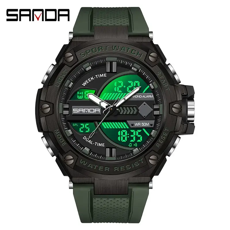 Sanda Sport Watch Dual Display Waterproof Black - Image 4