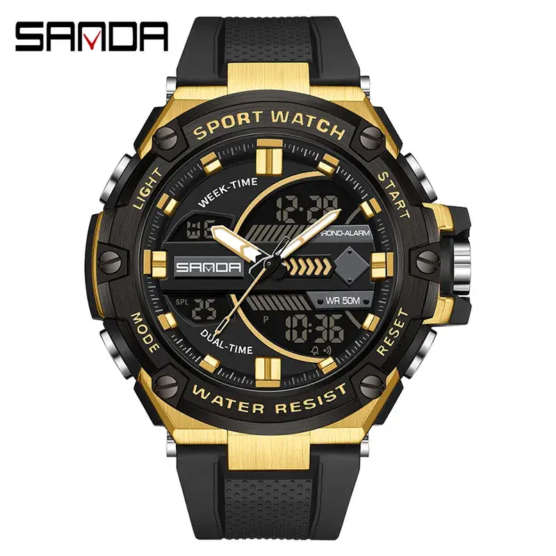 Sanda Sport Watch Dual Display Waterproof Black - Image 7