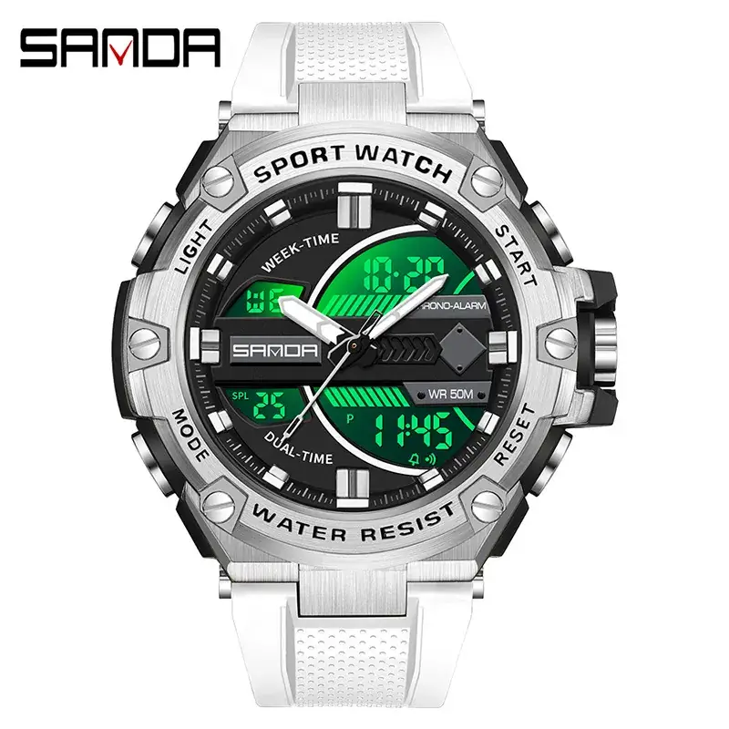 Sanda Sport Watch Dual Display Waterproof Black - Image 8