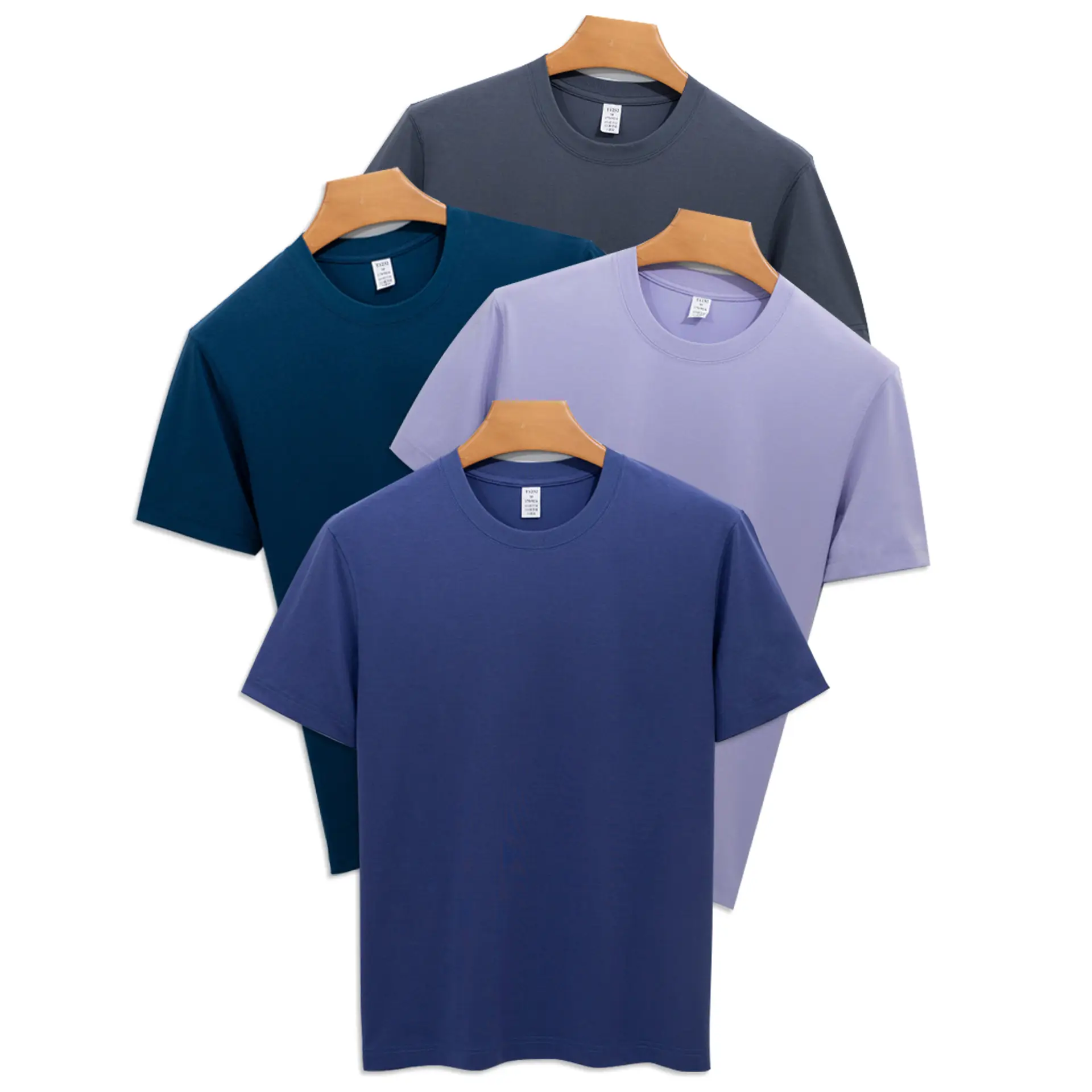 Men's Blue Silk T-Shirt Round Neck 220g