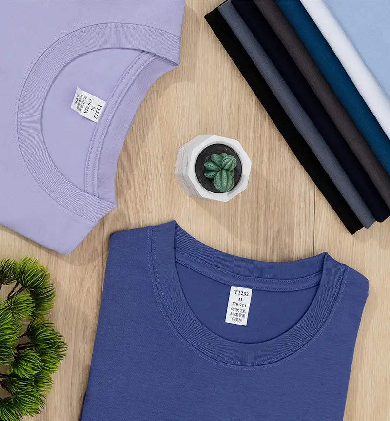 Men's Blue Silk T-Shirt Round Neck 220g — feature 37