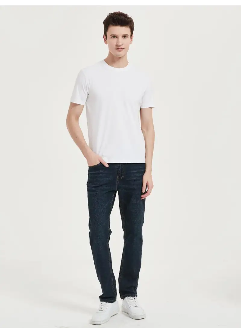 Men's Blue Silk T-Shirt Round Neck 220g — feature 54