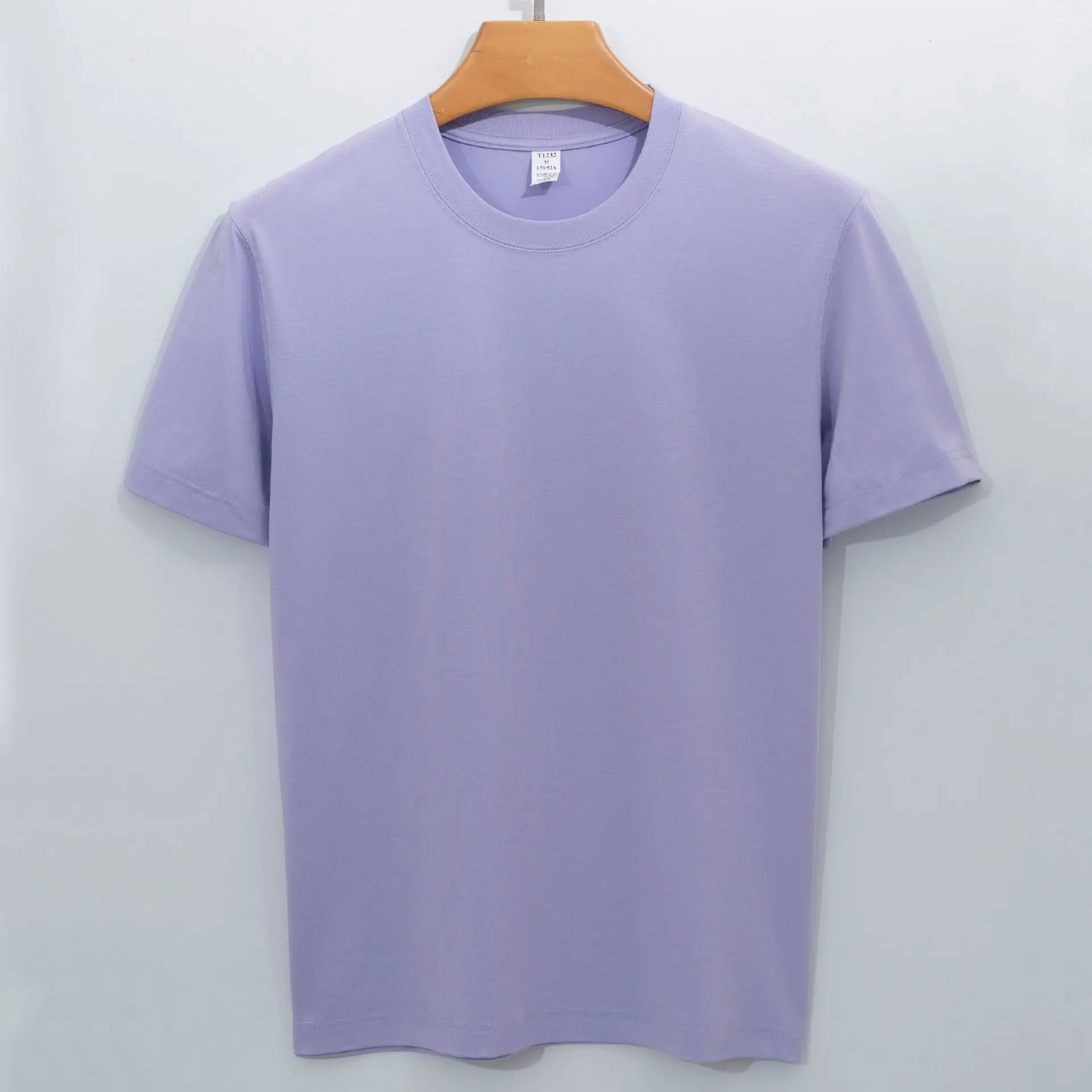 Men's Blue Silk T-Shirt Round Neck 220g