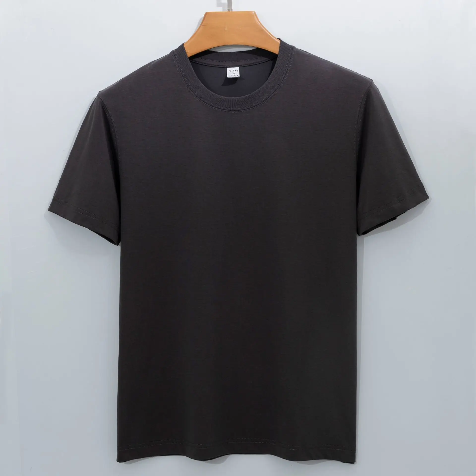 Men's Blue Silk T-Shirt Round Neck 220g