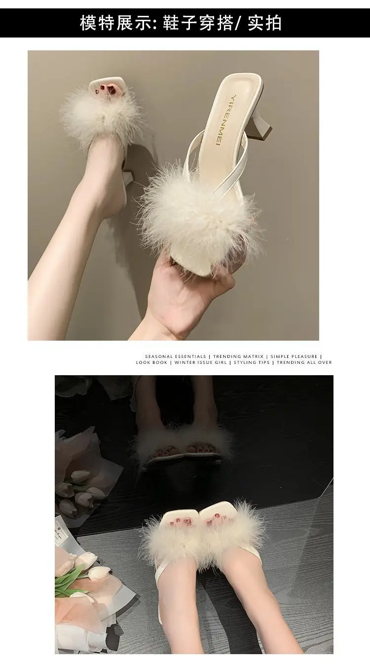 Purple Faux Fur High Heel Sandals for Women — feature 18