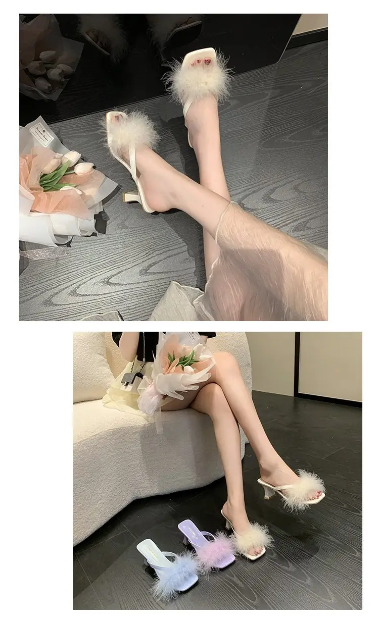 Purple Faux Fur High Heel Sandals for Women — feature 19