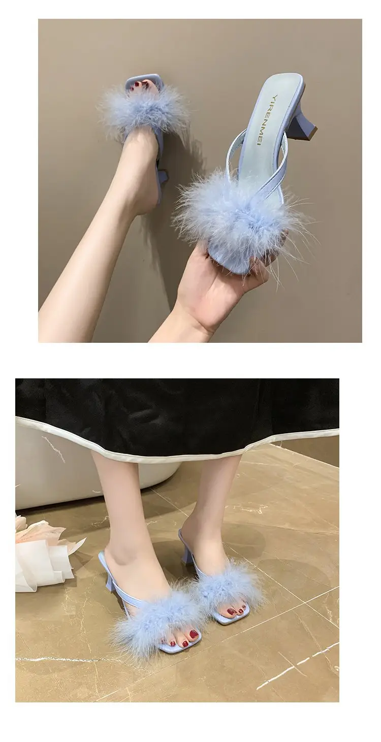 Purple Faux Fur High Heel Sandals for Women — feature 27