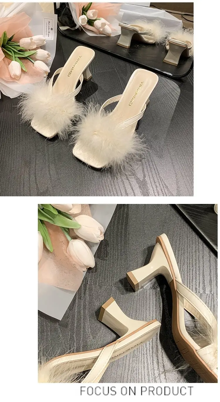 Purple Faux Fur High Heel Sandals for Women — feature 29