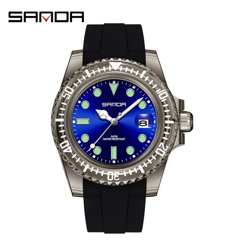 Sanda White Analog Watch with Calendar & Green Dial - Image 17